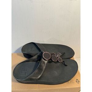 Fitflop size 8 black shoes sandals 3 circle design